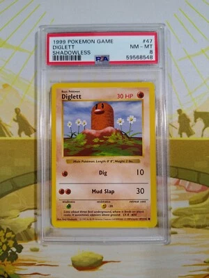 1999 Pokemon Base Set Shadowless #47 Diglett - PSA 8 NM-MINT - Image 1 of 3