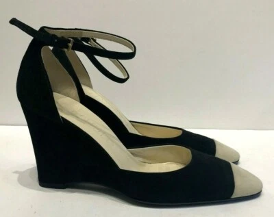 Jil Sander Negro Gamuza Off White Gorra Puntera Cuñas Italia Talla 37.5 Foto 1 de 4