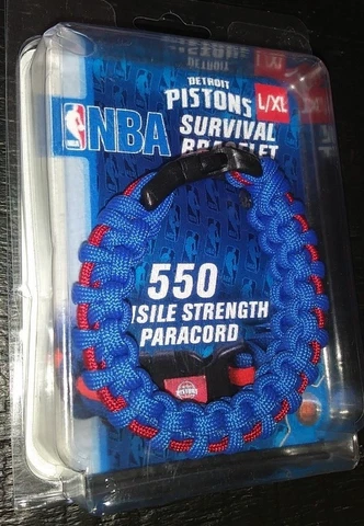 NBA LICENSED SURVIVAL BRACELET NEW IN PACKAGE DETROIT PISTONS SZ L/XL Cover