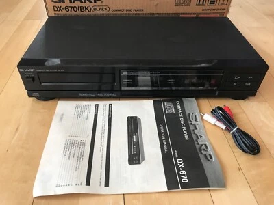 RARE Vintage 1980s Single Tray 3&5” Disc CD Player Sharp DX-670 Japan Box&Manual - Image 1 of 4