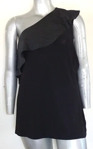 WOMAN HALOGEN PULLOVER ONE SHOULDER TOP BLOUSE Size 4X Knit Poplin Ruffle black - Picture 1 of 13