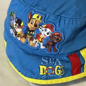 BLUE NICKELODEON PAW PATROL ROUND BUCKET HAT CAP says "sea dogs" NNT! - Picture 1 of 5