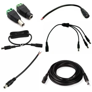 Male Female 5.5mm x 2.1mm DC Power Connector Plug Adapter For 12V 24V LED Strips - Picture 1 of 21