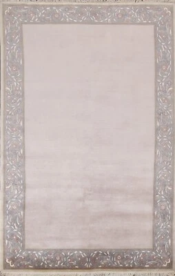 Alfombra oriental tibetana Nepal moderna con bordes alfombra de lana anudada a mano alfombra de 5'x8' Foto 1 de 4