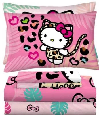 Juego de sábanas de microfibra para niños Hello Kitty "Wild Jungle" - W1008021296, W3147596366 Foto 1 de 4