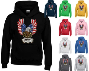 American Eagle Flag HOODIE Sweatshirt Unisex American Flag Eagle USA Hoodie Swea - Picture 1 of 2