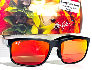 LUNETTES DE SOLEIL NEUVES lunettes de soleil Maui Jim HUELO noir mat polarisé lave rubis hawaïen RM449-02
