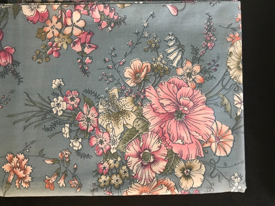 CLEARANCE - 1+YD FLOWERS ON COUNTRY BLUE - CONCORD - Image 1 of 1