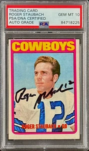 Roger Staubach Signed 1972 Topps RC Card #200 PSA 84718225 Auto 10 - Picture 1 of 2