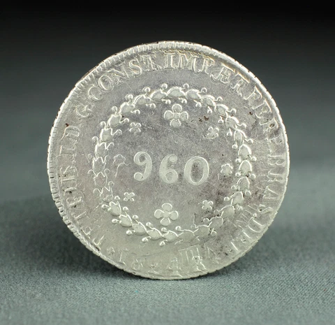 1824R Brazil 960 Reis Struck Over Spanish Colonial 8 Reales .896 Silver Cover