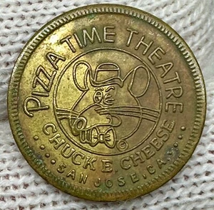 1979 SAN JOSE CA CHUCK E CHEESE TOKEN BRASS Pizza city CALIFORNIA CEC rare retro - Picture 1 of 2