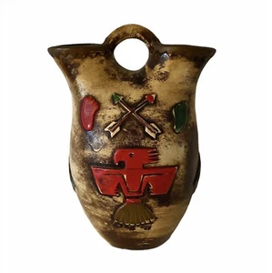 Vintage Native American Indian Hand Painted Pottery Wedding Vase Phoenix 8.5"  - Picture 1 of 11