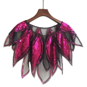 Lady Crop Top Wrap Cape Shawl Sequin Mesh Splice Pullover Banquet Party Clubwear - Picture 1 of 20