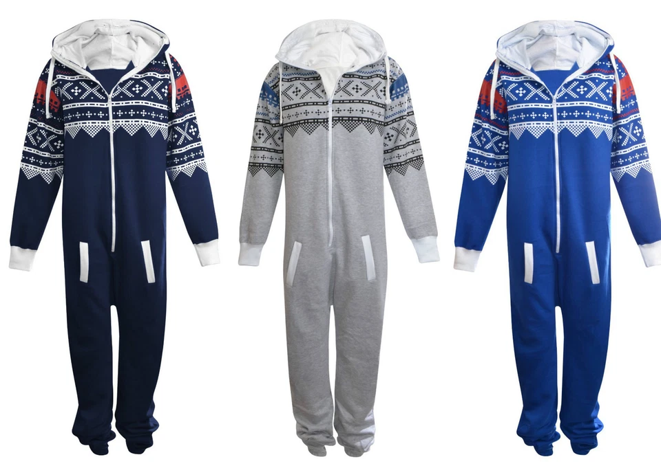 Unisex 1Onesie Herren Einfarbig Aztekenmuster Zip All IN One Kapuzenoverall Size - Bild 1 von 1