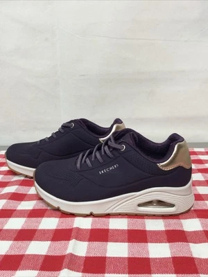 Skechers Uno Shimmer Away Shoes Women Size 6 Purple Lace up Sneakers Wedge - Image 1 of 4