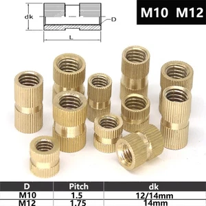 INSERTOS ROSCADOS DE LATÓN M10 M12 TUERCAS DE INSERCIÓN REDONDAS MOLETEADAS TUERCA - Imagen 1 de 5