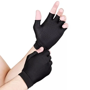 Anti Arthritis Fingerless Copper Compression Gloves Hand Support Pain Relief UK - Picture 1 of 13