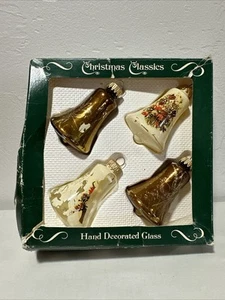 Addobbi albero di Natale a forma di campana Germania Ovest vintage set di 4 chip/artigianato - Foto 1 di 19