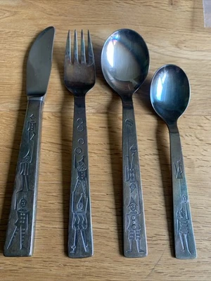 WMF Harlequin Design Rare Couverts Enfant Argenté 4 Pièces Sigrid Kupetz - Photo 1/4