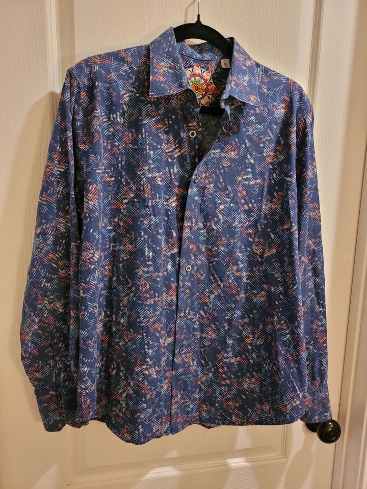 Robert Graham Men's Long Sleeve Medium Shirt Colorful Blue Forward Design - Image 1 of 4