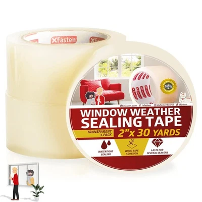 Window Weather Stripping Tape 2"x30yds 3-Pack Insulation for Winter Window Seal - Image 1 of 4