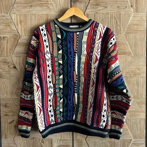 Vintage Cotton Traders Sweater Mens Medium Multicolor Knit Coogi Style 90s  - Picture 1 of 6