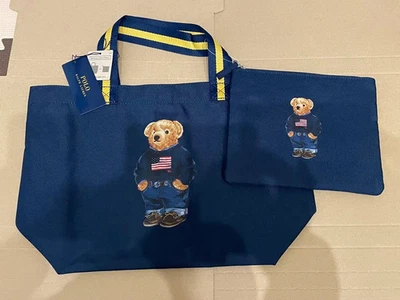 Polo Ralph Lauren Polo Bear Polyester Tote Bag with Pouch Japan Rare New - Image 1 of 4