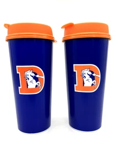 2 Vintage Old Logo Denver Broncos Travel Tumblers & Lids Whirley Drink Works USA - Picture 1 of 9