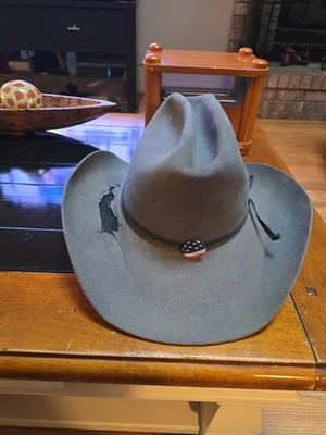 Vintage Resistol Men 4XXXX Beaver Felt Grey Cowboy Hat Western Trophy Sz. 7 LO - Image 1 of 4