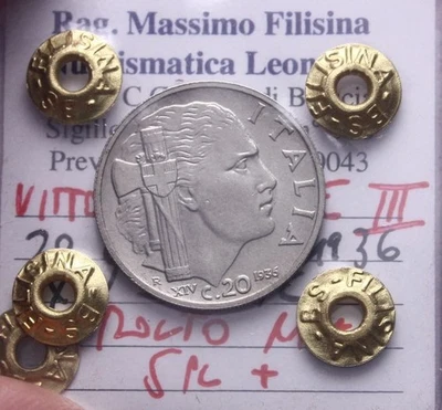 NL* VEIII Italia 20 CENTESIMI IMPERO 1936 XIV R2 SPL + Perizia Filisina Massimo - Immagine 1 di 2