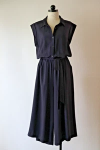 Ann Taylor Navy Blue Sleeveless Belt Wide Leg Culottes Romper Jumpsuit Women 12 - Picture 1 of 23