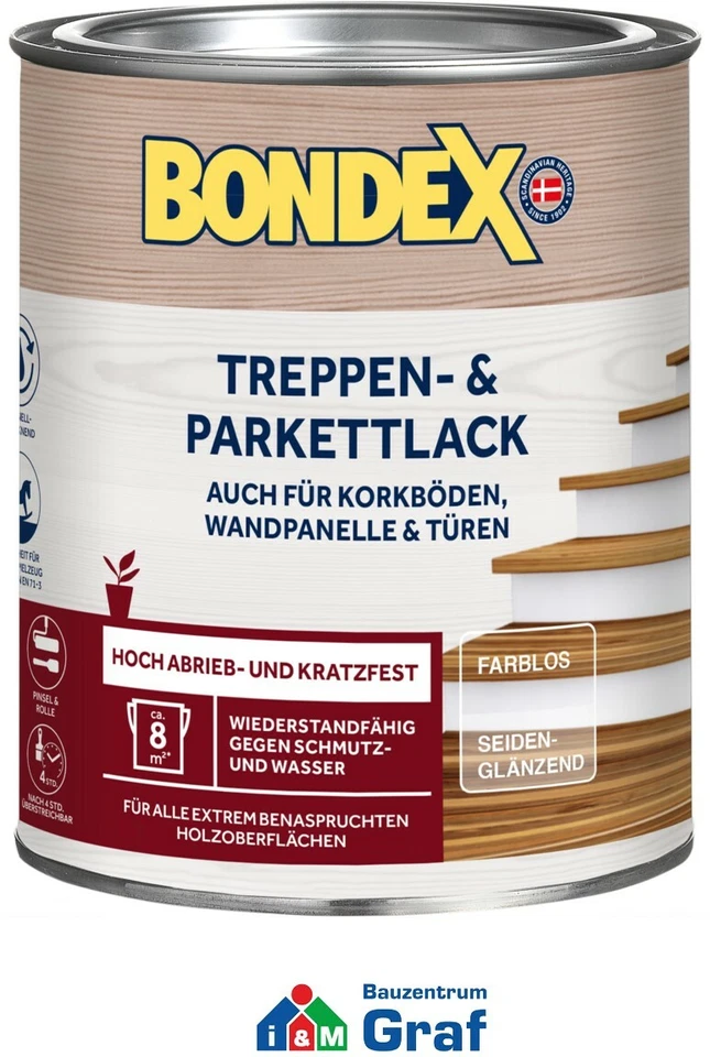 BONDEX Treppen & Parkett Lack seidenglänzend 0,75 L Klarlack /#873097 - Bild 1 von 1