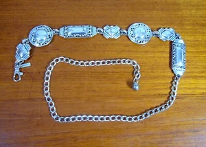CHICO's Silver Belt CHAIN & MEDALLION Hip Adjustable Western Concho Women’s 42" - Picture 1 of 5