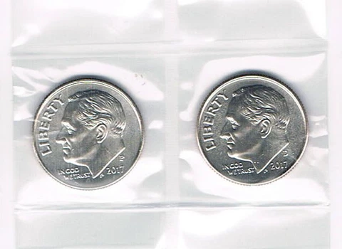 2017 P&D ROOSEVELT DIMES - BRILLIANT UNCIRCULATED FROM BANK ROLLS Cover