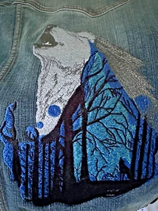 Chaleco vaquero bordado Timber Wolf colección cobre para mujer talla XL Jeans - Imagen 1 de 14