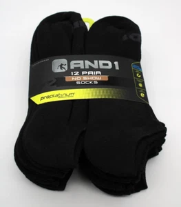 AND1 Black 12 Pair ProPlatinum No Show Socks Arch Compression Proplatinum - Picture 1 of 2