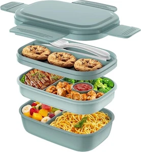 Adult Lunch Box3 Stackable Bento Lunch Containers for Adults Modern Minimalis... - Picture 1 of 7