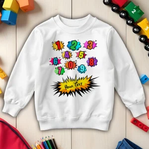 Personalised Boys and Girls Comic Number Day Ideas Jumper Sweatshirt #ND - Picture 1 of 25