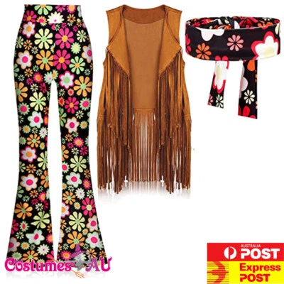 Ladies 60s 70s Retro Hippy Hippie Groovy Go Go Girl Disco Costume Dancing Queen - Image 1 of 3