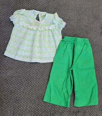 Conjunto Camisa Pantalones Vintage Años 80 Buster Marrón Kmart Verde Talla 12-18mo Niña Pequeña Foto 1 de 4