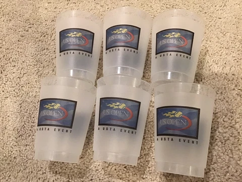 Lot Of 6 US Open 2005 Tennis Set Of Cups Plastic Tumbler Small Cover