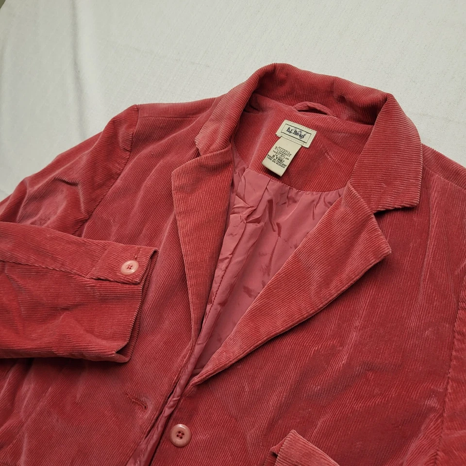 Blazer LL BEAN Pana Mujer 16P Rosa Algodón 3 Botones Carrera Preppy Madura Foto 1 de 4