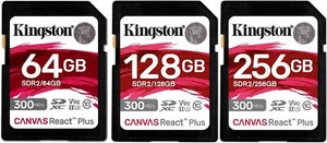 Tarjeta de memoria Kingston SD Canvas React Plus 300 MB/s 64 GB 128 GB 256 GB - Imagen 1 de 7