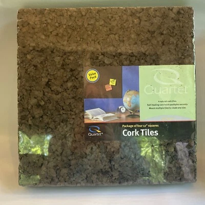 Quartet Dark Cork Tiles 12" x 12" 4-Pack by ACCO Brown Bulletin Board Panels - Image 1 of 4