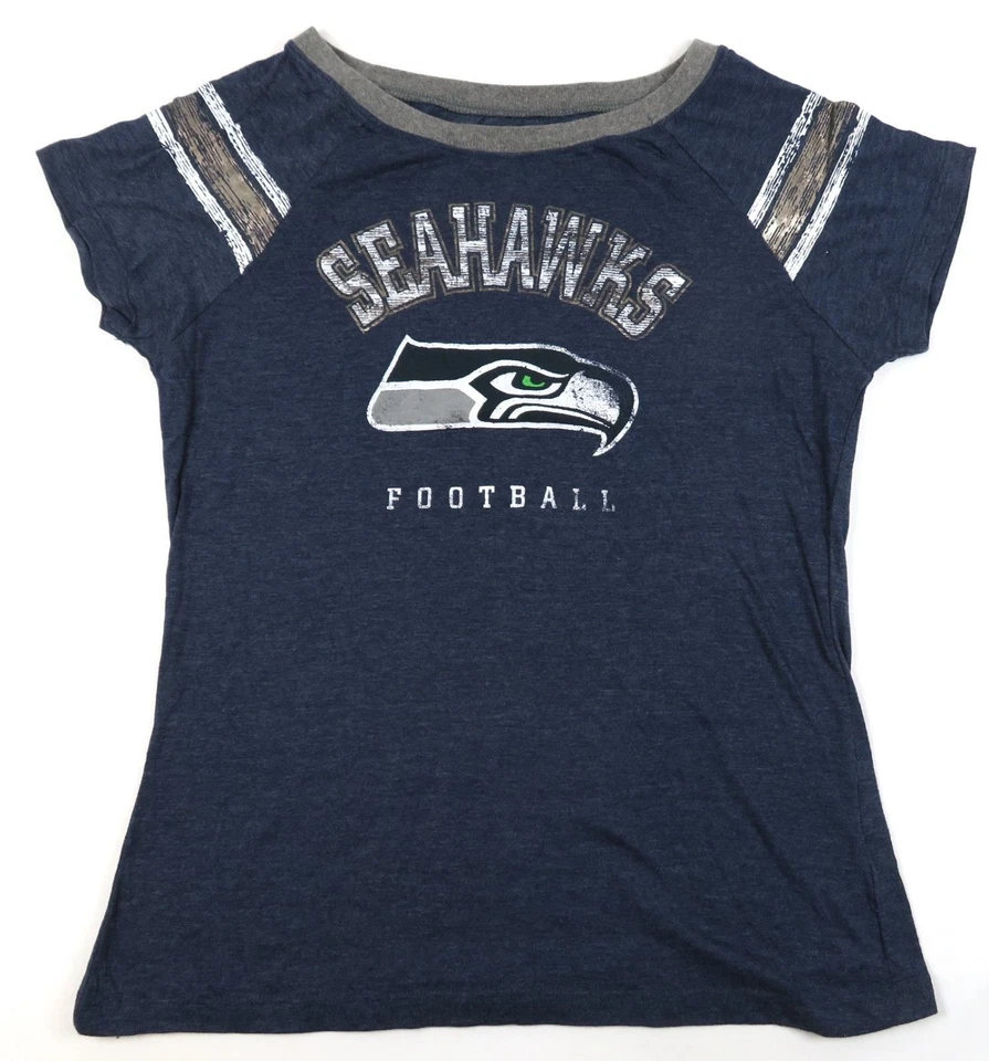 Camiseta vintage a rayas con brazos S 4-6 para mujer Seattle Seahawks Foto 1 de 1