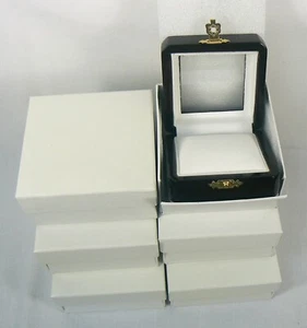 6 x Cajas de Monedas de Madera Marrón Oscuro con Interior de Terciopelo Blanco (SOLO CAJA) - Imagen 1 de 2