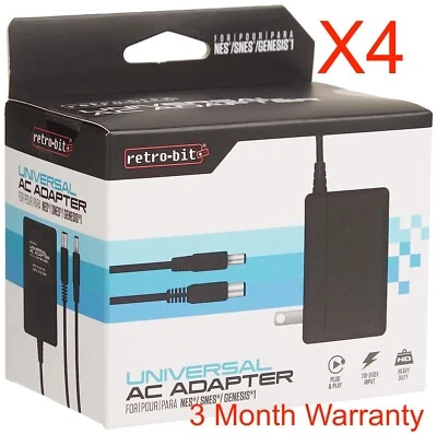 4 X LOT AC Adapter Power Supply for Nintendo NES, Super SNES, Sega Genesis 1 - Image 1 of 2