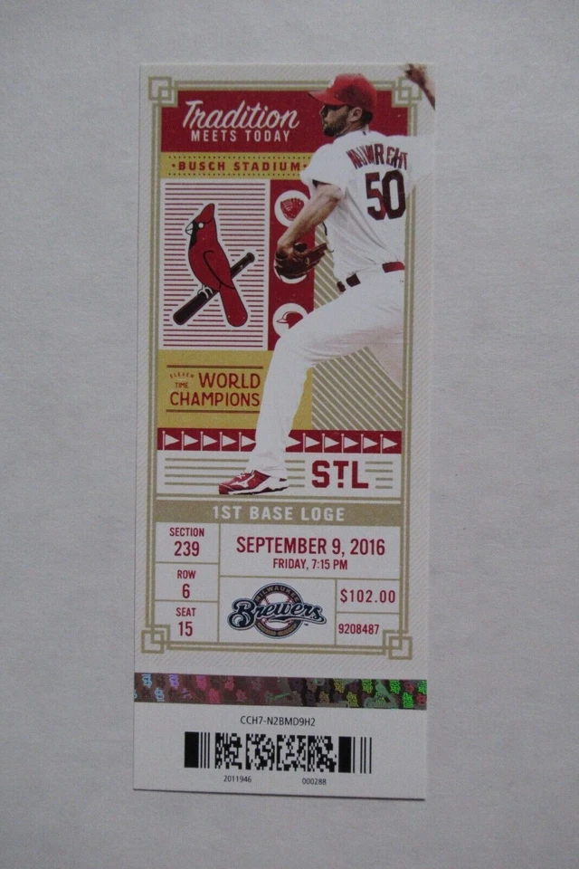 CARDENALES VS CERVECEROS 9/9/2016 BOLETO COMPLETO ~ GENNETT/CARPINTERO/PISCOTTY HRs Foto 1 de 1