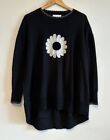 BINNY Australia Black 100% Merino Wool Flower Knit Jumper Size 10 Daisy Pullover