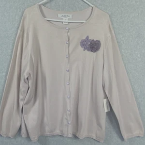 Cárdigan Judith Hart para mujer 2x apliques de mezcla de seda púrpura lila carrera en casa - Imagen 1 de 8